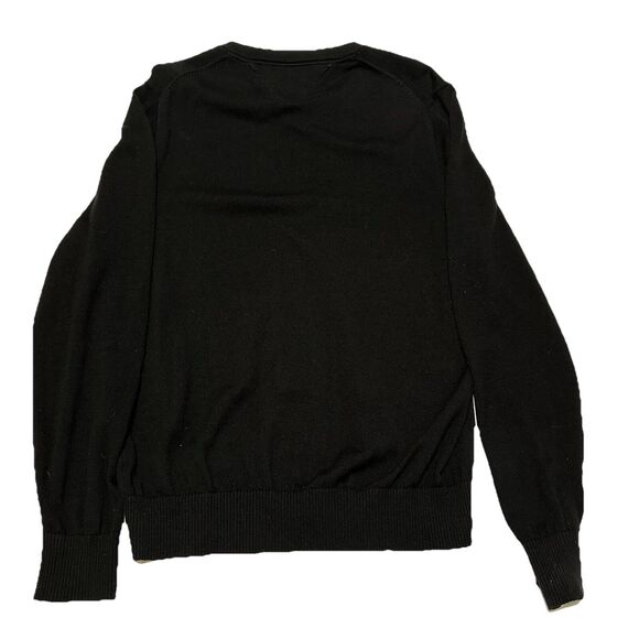 Tommy Hilfiger Sweater Pullover Mens Sz M Black V Neck Cotton Preppy Knit - Picture 2 of 8